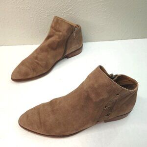 Lucky Brand Pointed Toe Ankle Booties Suede Brown Western Casual Low Heel Boot 9
